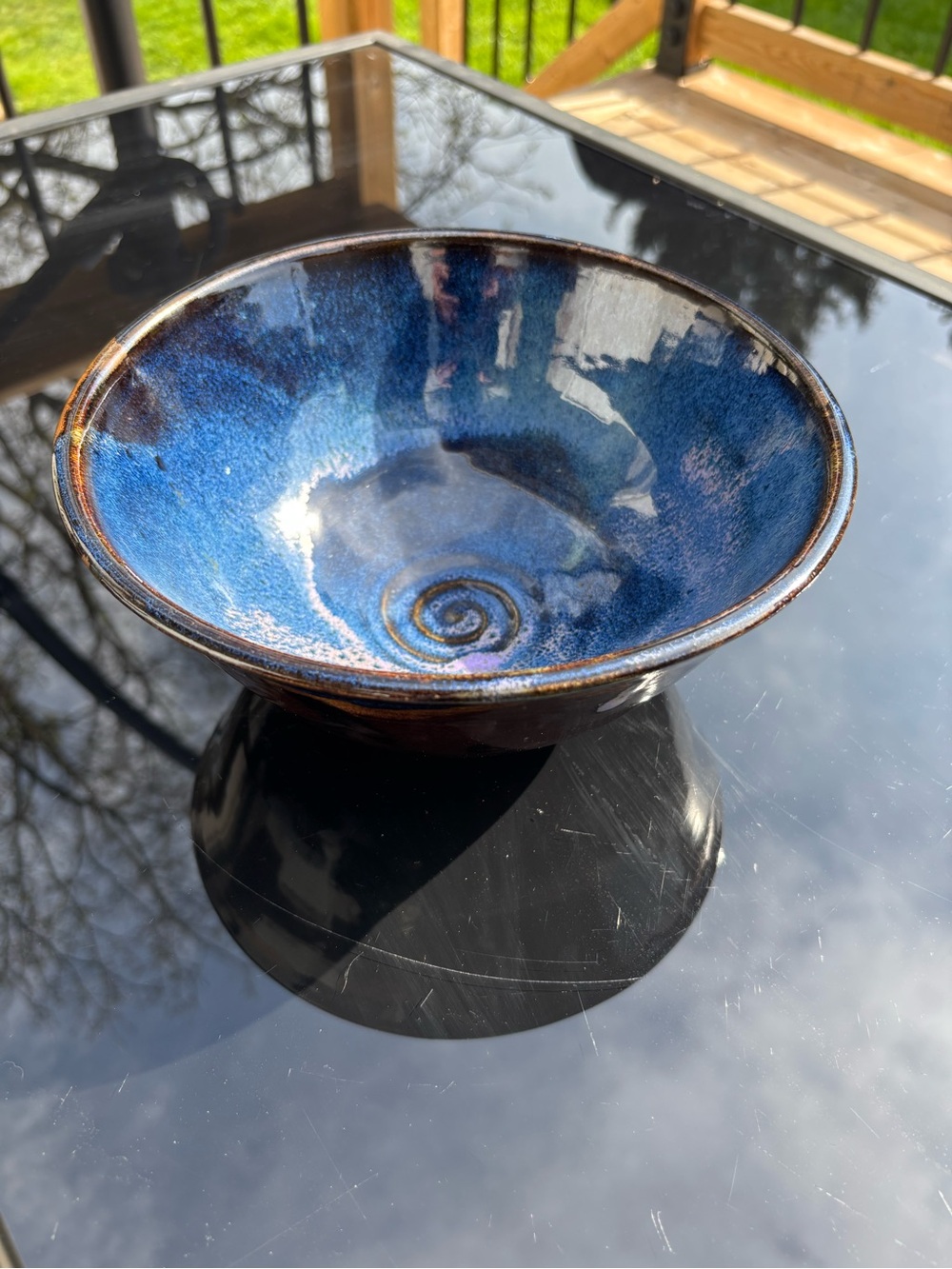 Handcrafted Blue Pottery Art Bowl